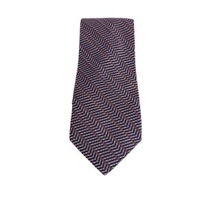 Hickey Freeman Collection Silk Tie Mens Black Gold Herringbone Chevron USA Made
